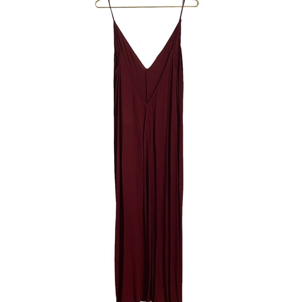 Reformation Burgandy Double V Maxi Slip Dress Size Large - Picture 5 of 11